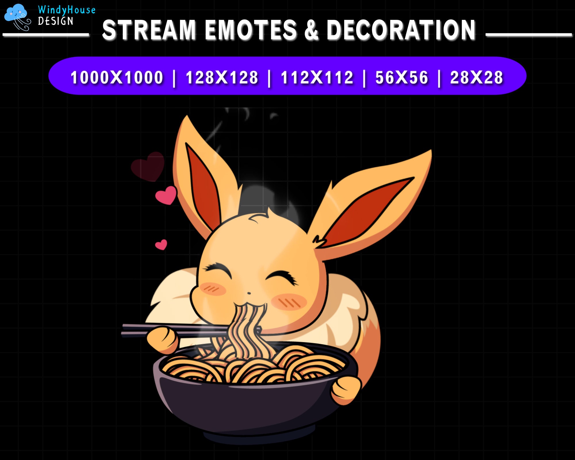 Animiertes Twitch Emote, Stream Dekoration Evoli Esst Ramen, Evoli Twitch Emotes, Niedliche Emotes Für Youtube, Discord