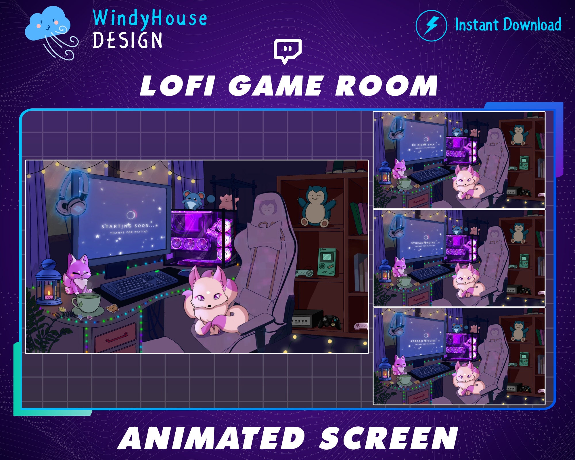 5x Animated Lofi Gaming Room Twitch Screen / Lofi Aesthetic -  Finland