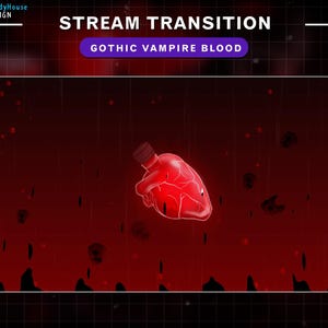 Gothic Tränendes Herz Twitch Übergang, Vampir Blut Horror Overlay für Streamer, Vtuber