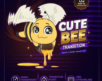 Animated Bee Honey Stream Transition, Cute Bee Twitch Stinger