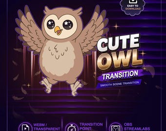 Owl Stinger Transition, Cute Owl Twitch Stream Transition, Twitch Scene Transition for OBS Streamlap Streamer Vtuber