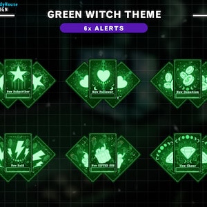Alerty Twitch Green Tarrot Card, Alerty Stream Elements, Alerty Celestial Witchy Aesthetics, Alerty Twitch, Alert Twitch, Alerty Streamingowe
