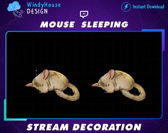 Animated Cute Mouse Sleeping Stream Decoration, Cute Mouse Twitch Overlay
