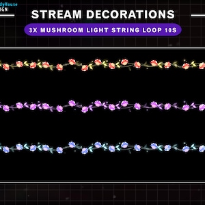 3x Animierte Pilz Lichterkette Dekoration, Herbst Blatt Overlay, Herbst Twitch Overlay