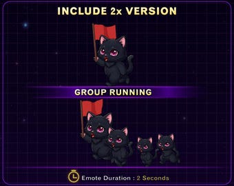 Animated Black Cat Twitch Emote, Cute Cat Stream Emote for Twitch Discord