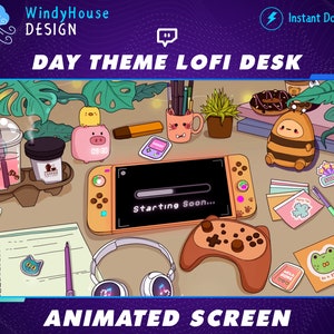 Cozy Twitch Overlay Stream Screen, Lofi Desk Twitch Overlay, Coffee Theme Overlay For Twitch