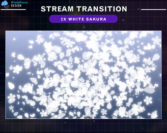 2x White Sakura Petals Stream Transition, Cherry Blossom Transition, Sakura explode, Twitch OBS Scenes Stinger, Twitch Transition