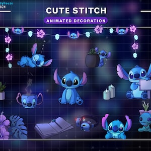Animierte Twitch Stitch Theme Dekoration, Niedliche Stitch Stream Dekoration, Twitch Emotes, Cute Emotes Für Youtube, Discord, Pflanzendeko