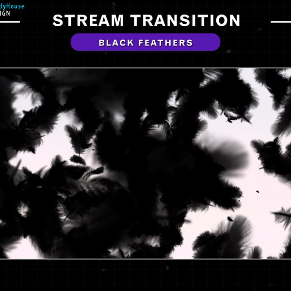 2x Black Feathers Stream Transition, Feathers Transition, Feathers explode, Twitch OBS Scenes Stinger, Twitch Transition