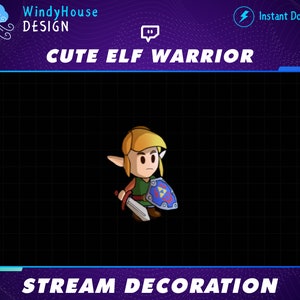 Animated Cute Elf Warrior Stream Decoration, Cute Elf Twitch overlay