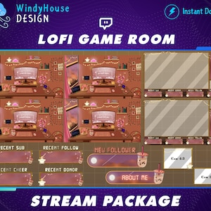 Animated Cozy Gaming Room Stream Package , Aesthetic Gaming PC Room Scenes, Retro Lofi Desk, Cute Kawaii Gamer Play
