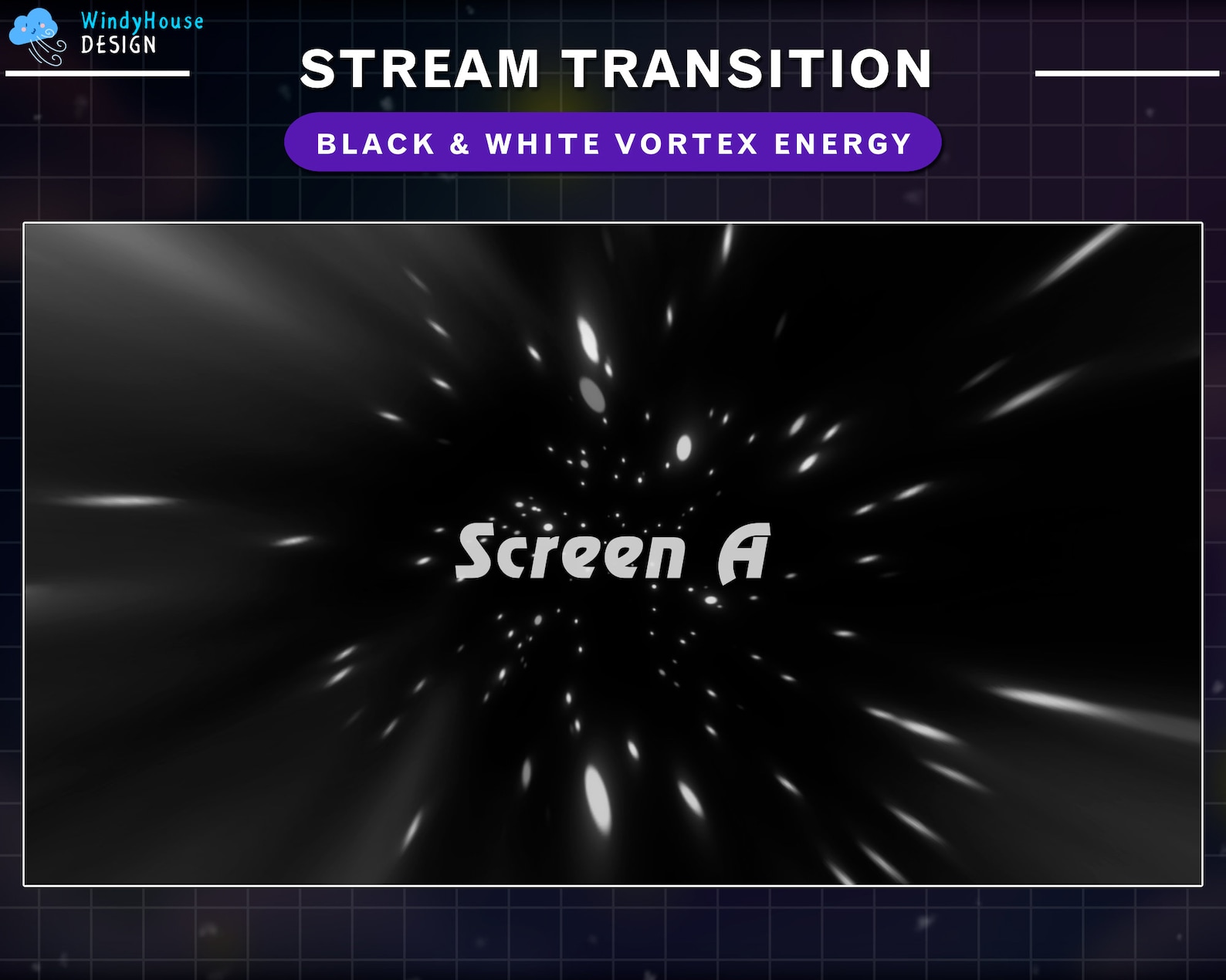 Black & White Vortex Energy Stream Stinger Transition, Starburst Galaxy ...