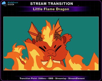 Animated Fire Dragon Stream Transition, Cute Dragon Twitch Stinger, Fantasy Twitch Overlay