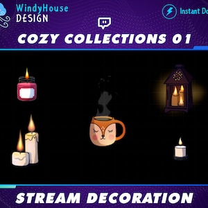 Animated Cozy Stream Decorations Collections For Cozy Twitch Overlay, Autumn Stream Overlay, Lofi Stream Overlay