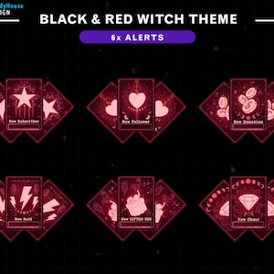 Avvisi di Twitch sulla carta Tarrot Rosso, Avvisi sugli elementi di streaming, Avvisi celesti di Estetica stregata, Avvisi di Twitch, Avvisi di Twitch, Avvisi di streaming