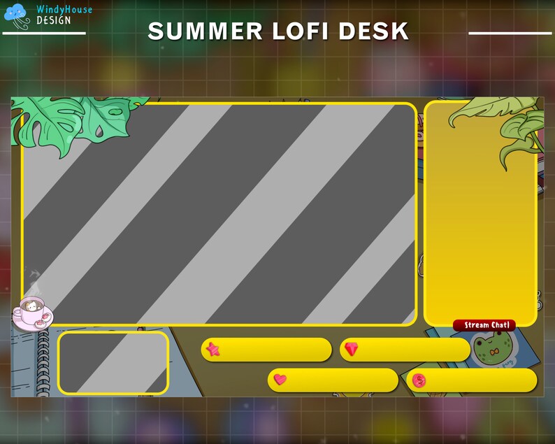 Animated Twitch Overlay Summer Desk, Animated Stream Package Cozy Lofi ...