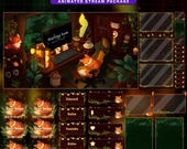 Cozy Fox Gaming Room Twitch Stream Package, Animated Overlay Set with Cute Fox, Greenery, Vines, Aesthetic Twitch Overlay for OBS, Streamlap