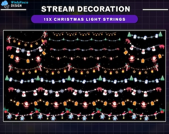 15x Animated Christmas Twinkle Lights Stream Decoration, Snowflakes lights, Christmas deer, gingerbread, Christmas Twitch Overlay