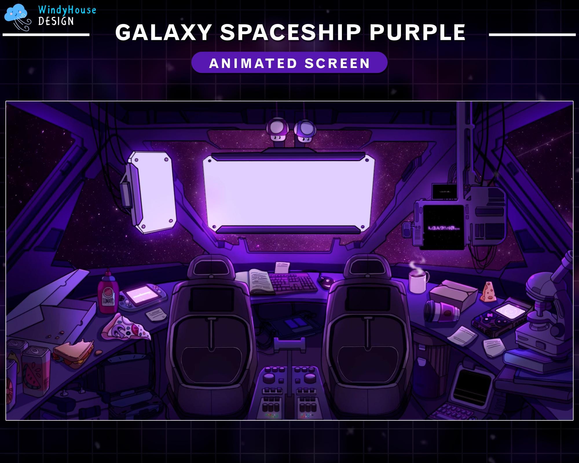 Animated Stream Screens Lo-fi Spaceship Purple Theme, Animated Twitch ...
