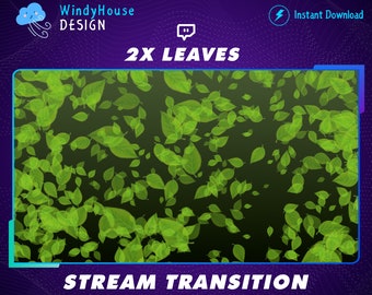 2x Grüne Blätter Stream Übergang, Blätter Übergang, Blätter explodieren, Twitch OBS Scenes Stinger, Twitch Übergang
