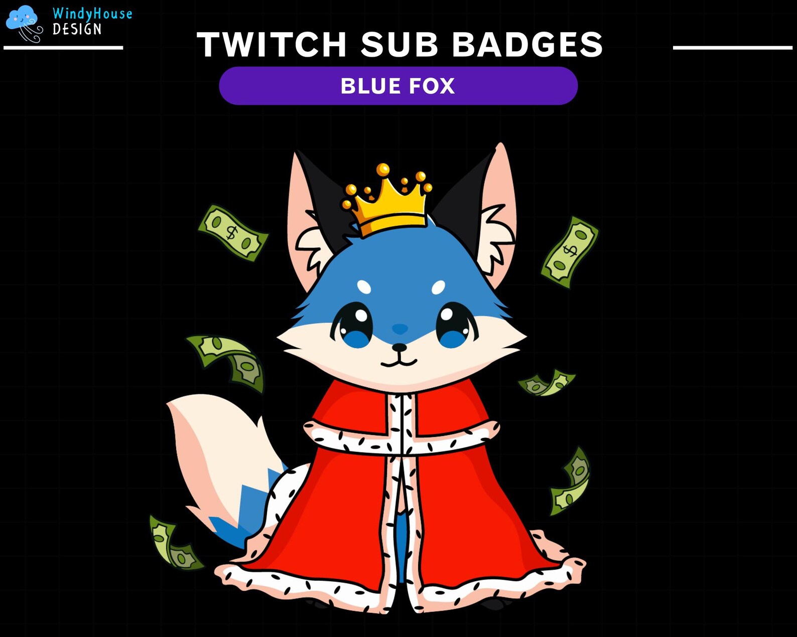 Blue Fox Twitch Sub Badges/ Fox Twitch Sub Badges Set/ Kawaii Twitch ...