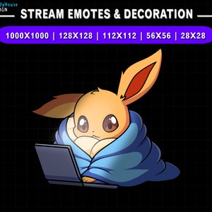 Geanimeerde Twitch-emote, Stream Decoration Eevee Watching, Eevee Twitch-emotes, Leuke emotes voor YouTube, Discord