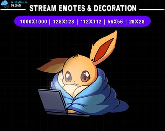 Animated Twitch Emote, Stream Decoration Eevee Watching, Eevee Twitch Emotes, Cute Emotes For Youtube, Discord