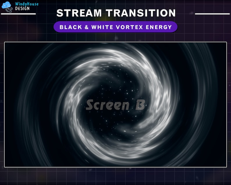 Black & White Vortex Energy Stream Stinger Transition, Starburst Galaxy ...