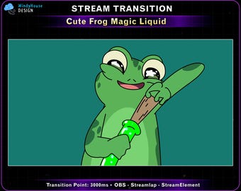 Animated Frog Magic Potion Stream Transition, Cute Frog Twitch Stinger Overlay