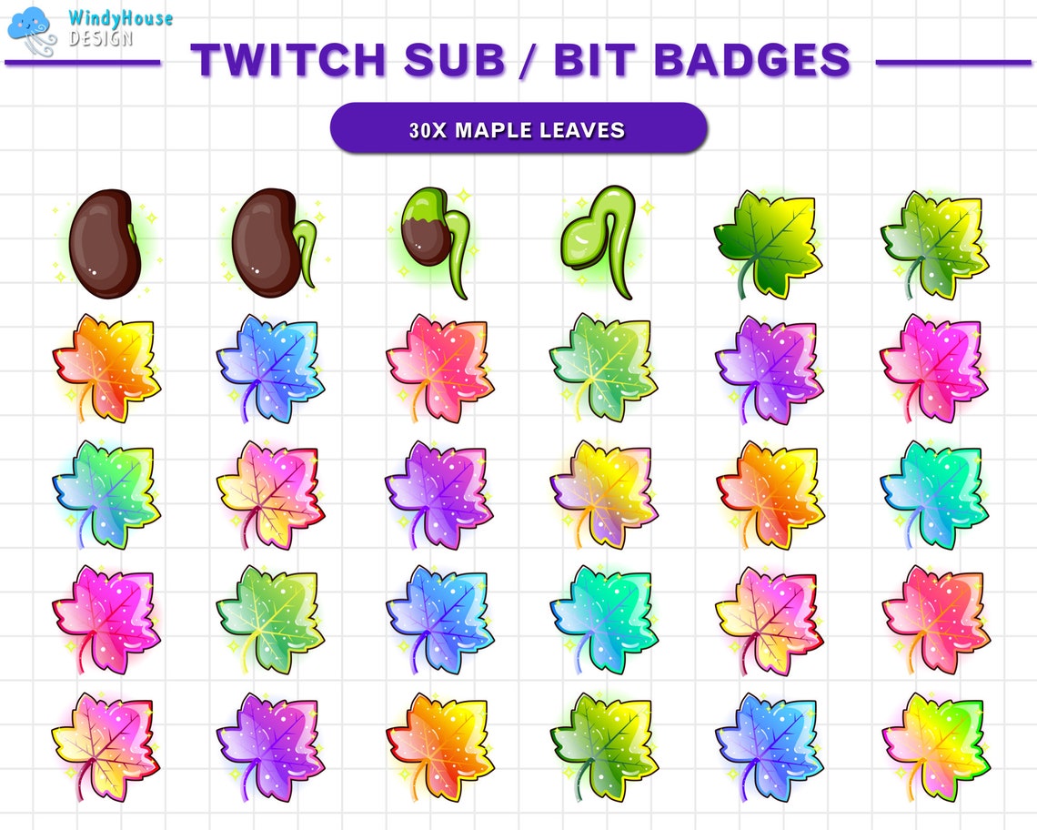 Full Set 30x Maple Leaves Twitch Sub Badges, Autumn Twitch Sub Badges ...