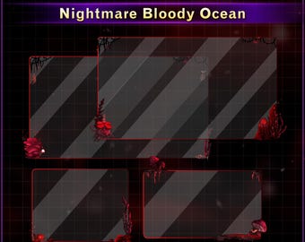4x Animated Halloween Webcam Borders, Horror Bloody Ocean Webcam Overlay, Spooky Webcam for Gothic Twitch Overlay