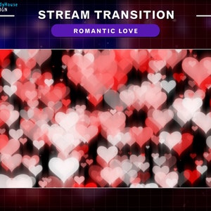 Pink Hears Flying Animated Stream Transition, Lovely Hearts Twitch OBS Scenes Stinger, Valentine&#39;s Day Twitch Transition