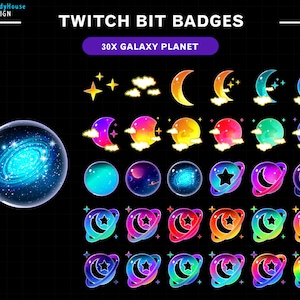 Galaxy Planets Twitch Bit Badges, Twitch Sub Badges for Streamers, YouTubers & Discord