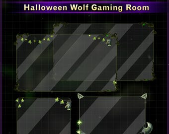 Halloween Wolf Webcam Overlay, Cute Wolf Twitch Camera Frame, Spooky Webcam Border for OBS Streamlabs VTuber Kick