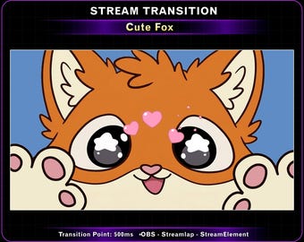 Süßer Fuchs Twitch Übergang, Animierter Fuchs Stinger Overlay für OBS