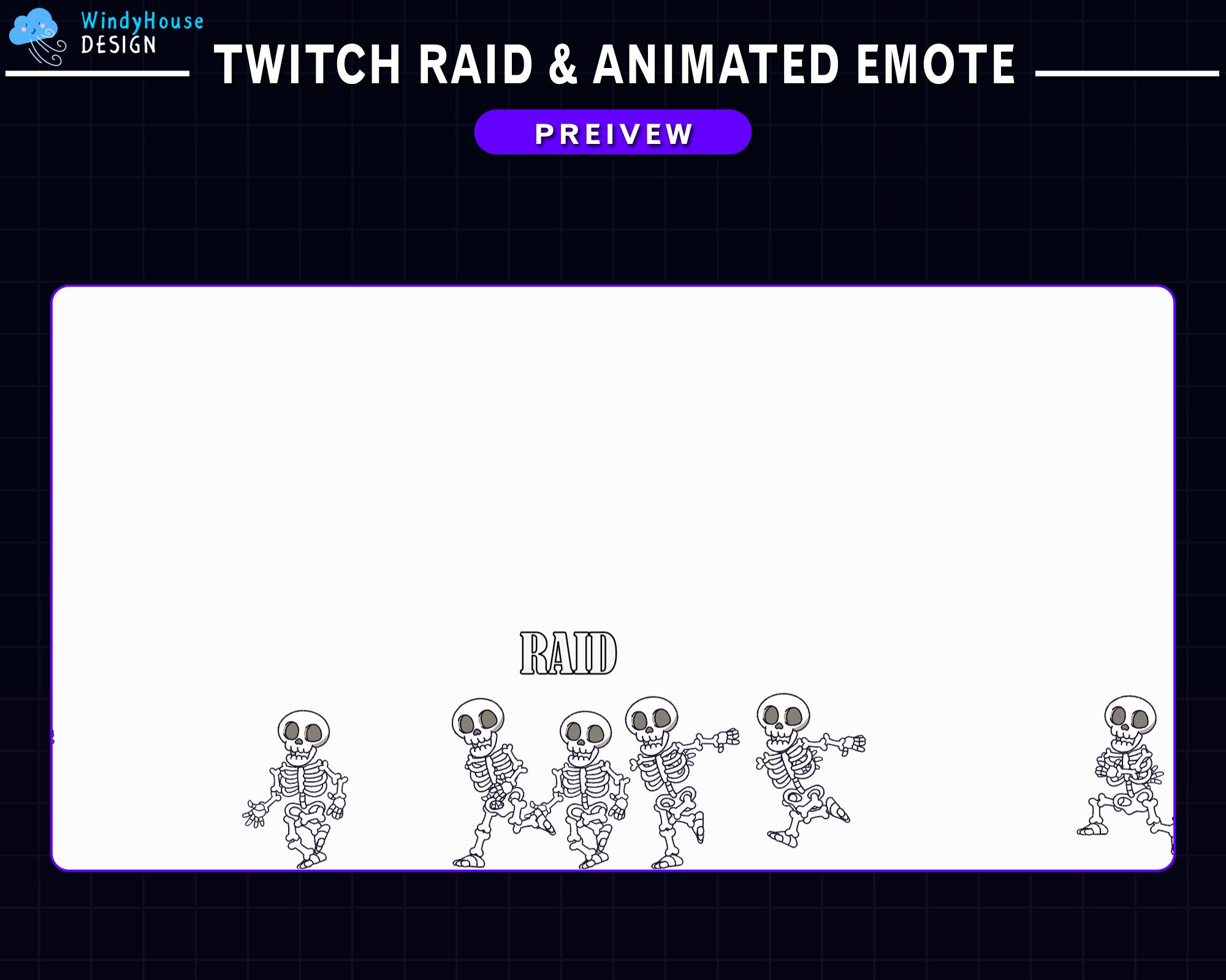 Animated Skeletons Running Twitch Raid Alert Pack, Skeleton Emotes for ...
