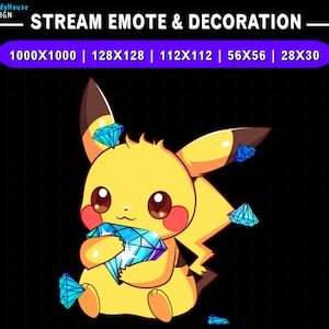 Geanimeerde Twitch Emote Pikachu Diamond, Pokemon Twitch Emotes, schattige Emotes voor YouTube, Discord, Kick overlay