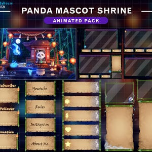 Paquet de diffusion animée, bambou panda, superposition Twitch sur le thème panda
