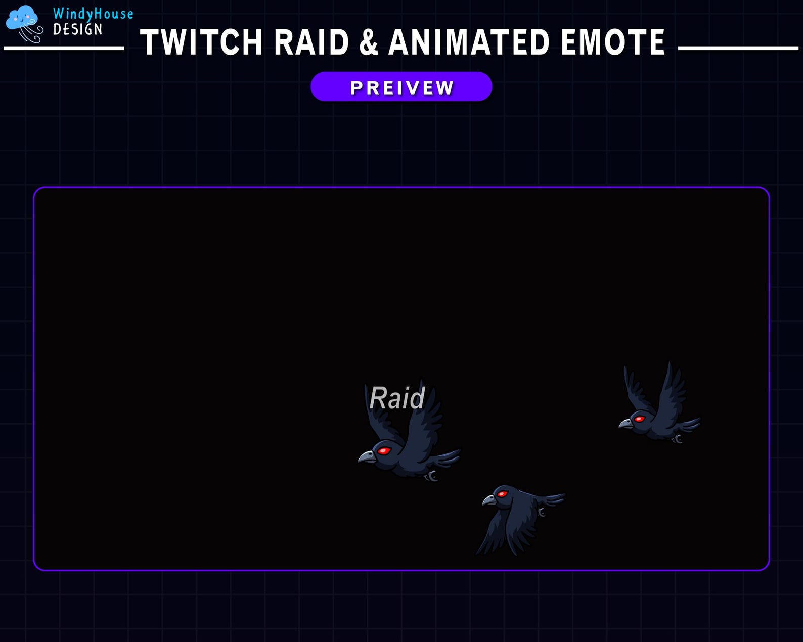 Animated Crows Flying Twitch Raid Alert Pack, Raven Emotes for ...