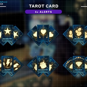 Alerty Twitch z kartami Tarrot, Alerty elementów transmisji strumieniowej, Alerty Celestial z wiedźmią estetyką, Alerty Twitch, Alert Twitch, Alerty transmisji strumieniowej