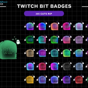Full Set 30x RIP Twitch Bit Badges / Complete Twitch Bit Badges Set/ Twitch Tier Badges / Grave Badges / Gamer Graphics