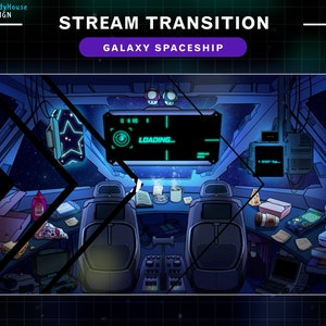 Stream Transition Galaxy Spaceship, Twitch Transition Spaceship for Streamers, OBS, Vtubers, YouTubers, Streamlabs