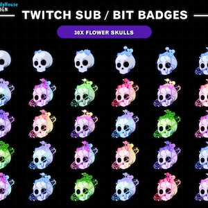 Full Set 30x Cute Skull Twitch Bit Badges / Complete Twitch Bit Badges Set/ Twitch Tier Badges / Skull Badges / Gamer Graphics