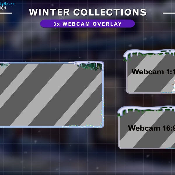 Animated Winter Webcam Overlays, Christmas Webcam Overlay, Cute Custom Twitch, Stream Border, Winter, Twitch Cam Borders