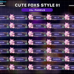 Nine Tailed Fox Twitch Panels,  Cute Fox Twitch Panels For Stream Overlay Pack