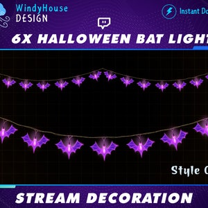 6x Animated Stream Decoration Halloween Bat Light, Spooky Theme, Kawaii Twitch Overlay, Twinkle Light, Add-on your Stream