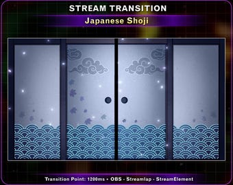 Japanese Shoji Animated Transition, Sliding Japanese Door Stinger, Anime Twitch Transition, OBS Stream Overlay, Japanese Aesthetic