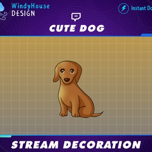 Animated Cute Golden Dog Stream Decoration, Golden Retriever Twitch, Golden Retriever Stream Add-on Kawaii Twitch Overlay...