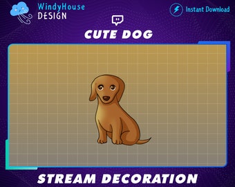 Animated Cute Golden Dog Stream Decoration, Golden Retriever Twitch, Golden Retriever Stream Add-on Kawaii Twitch Overlay...