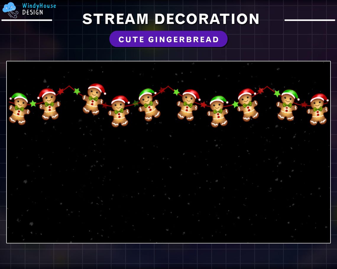 Animated Gingerbread Lights Stream Decoration, Christmas Twitch ...
